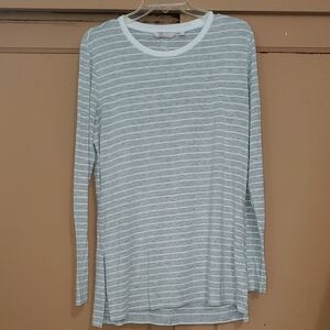 Casual Light Gray Striped Long Sleeve Tee